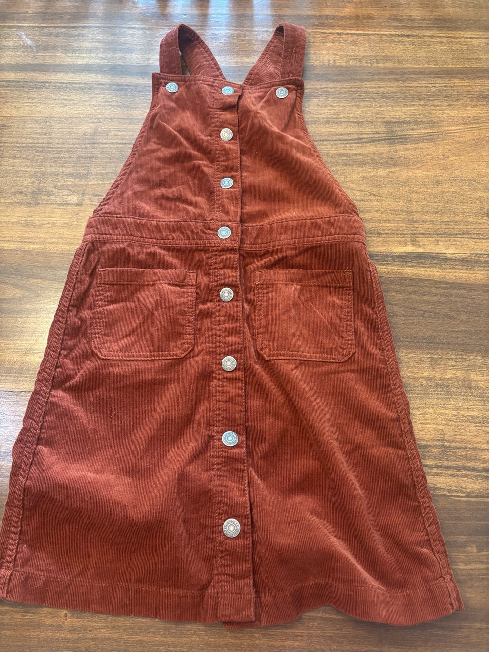 Old Navy girls Rust Red Corduroy Button-Front Pinafore Dress
